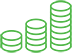 Graphic line-work in green showing coins in a stack.