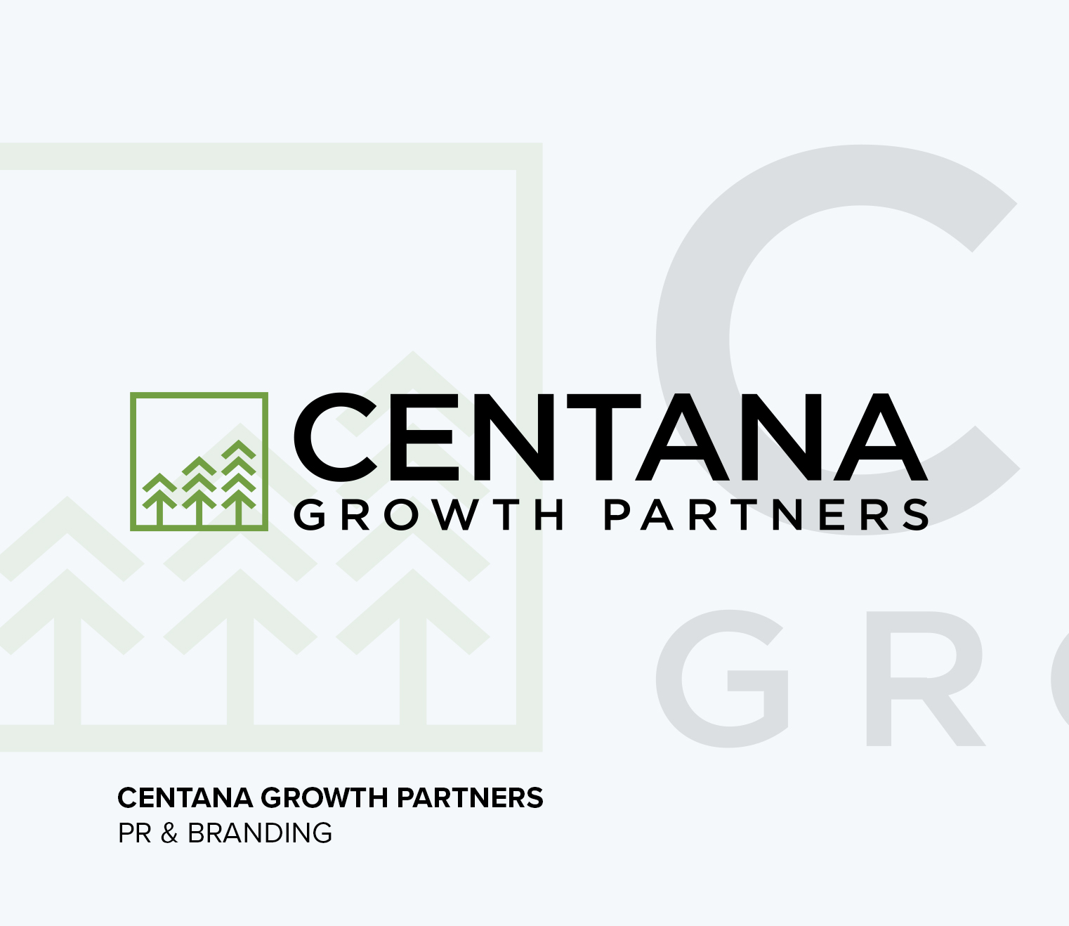 Logo for Centana in black text, with a green graphic depicting trees.