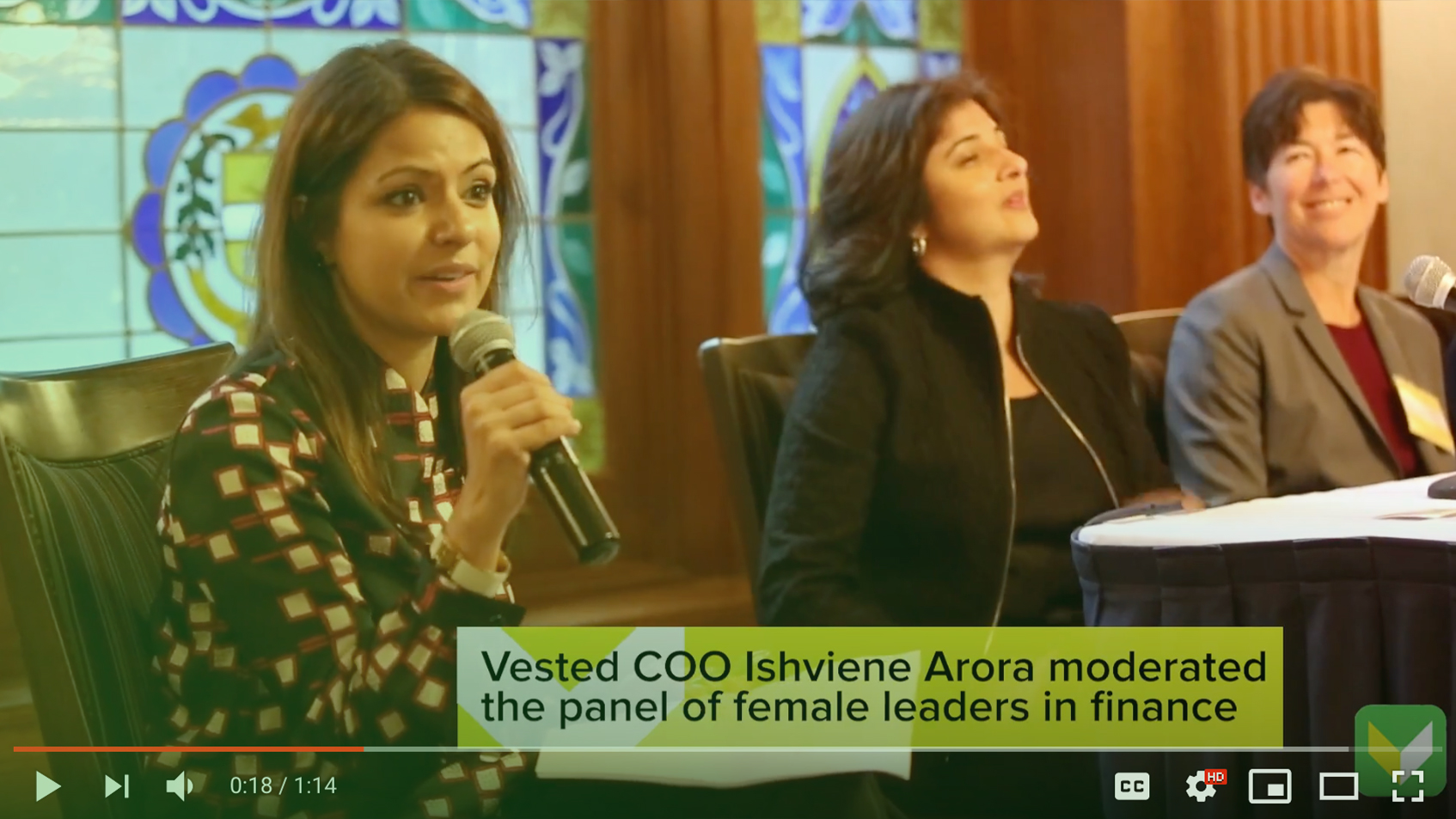 Vested COO moderating a panel of female leaders in finance.