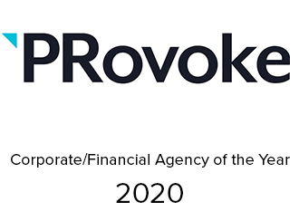 Graphic for the 2020 PRovoke Award for Corporate/Financial Agency of the Year.