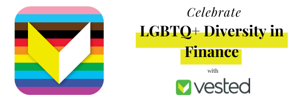 Vested rainbow logo in support of LGBTQ+ Diversity in Finance.