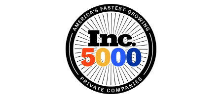 Logo for Inc. 5000 America’s fastest-growing private companies, in black, orange, yellow and 2 shades of blue.