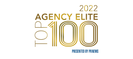 Logo for the PR News Top 100 Agency Elite 2022 award.